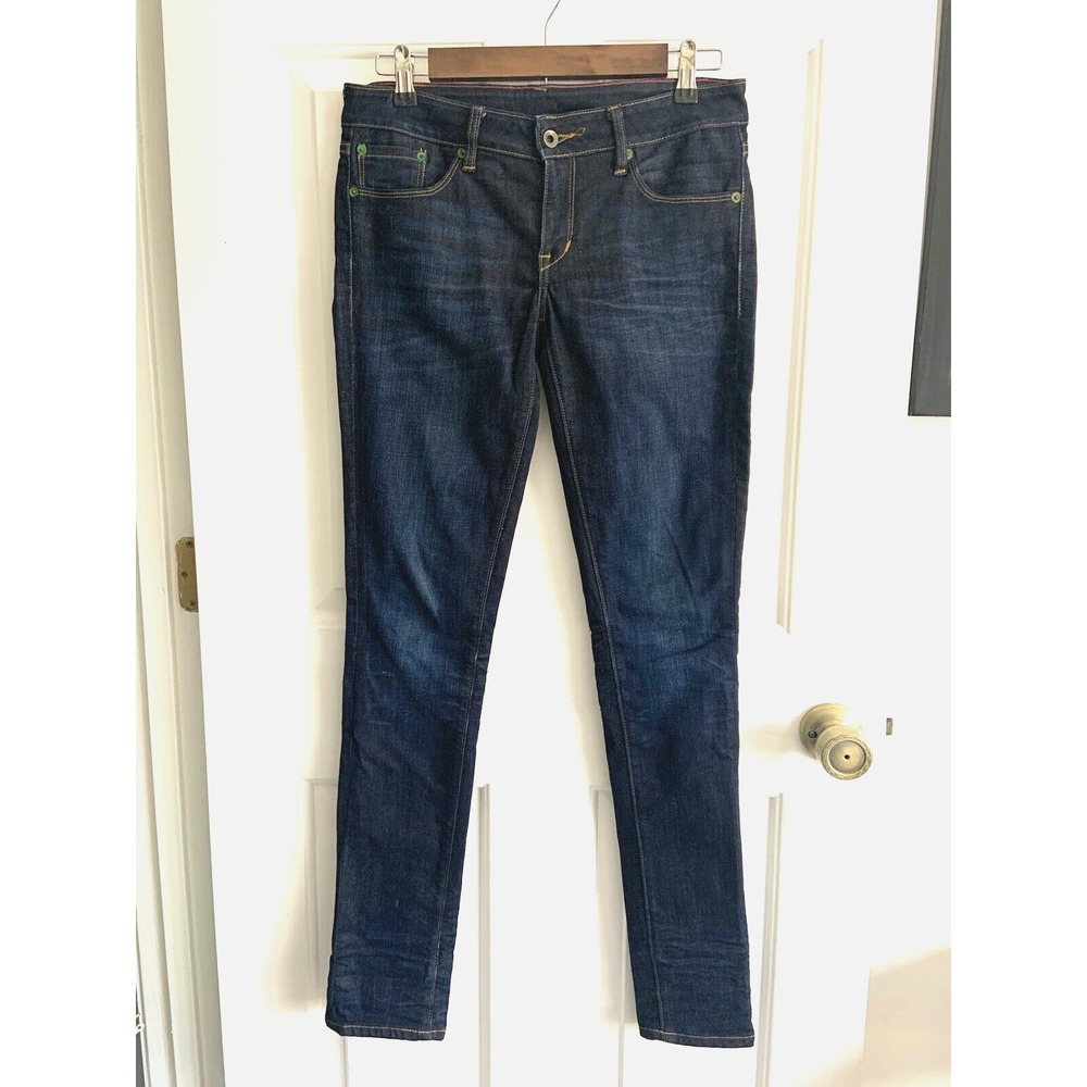Raleigh Denim Blue Dark Wash "Skinny" Handcrafted Jeans Size 27 x 32 R Antiguo